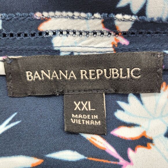 Banana Republic Top Women's XXL Floral Picot-Trim Blouse Semi Sheer Romantic - Picture 6 of 8